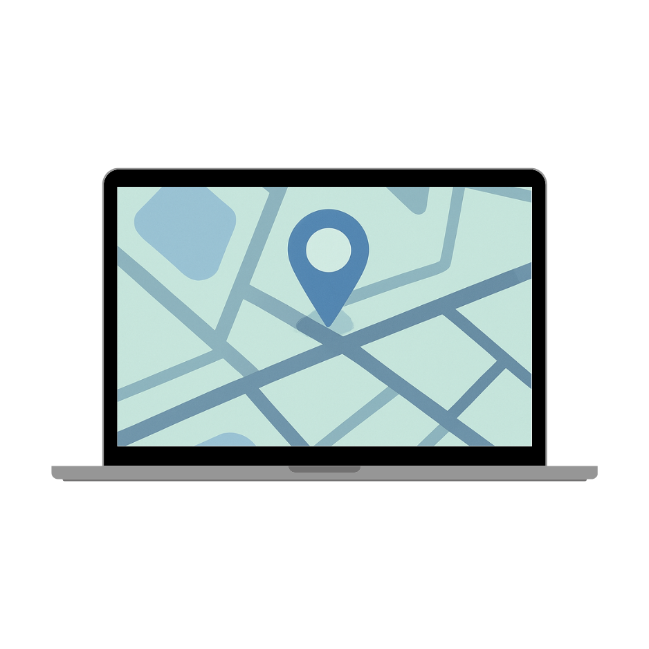 Laptop with map